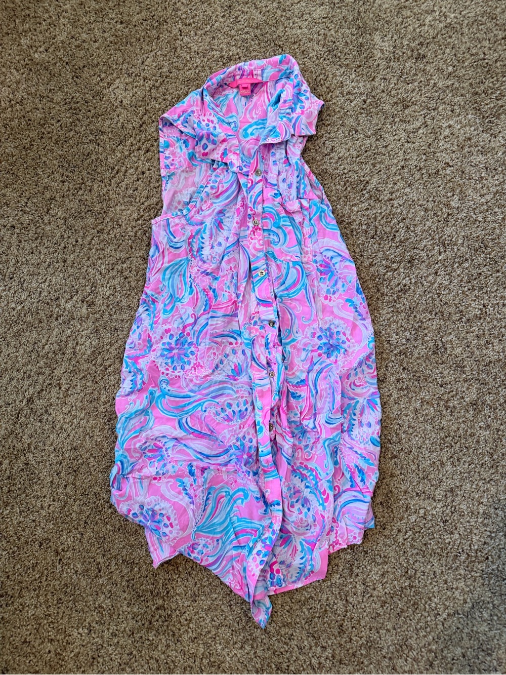 Lilly Pulitzer Pink Swirl Print Sleeveless Swim Coverup